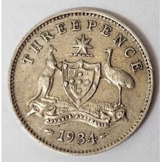AUSTRALIA 1934 . THREEPENCE